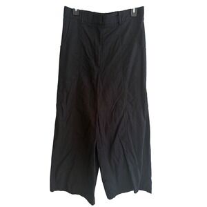 Lagenlook Capsule Wide Leg Linen Trousers Coastal Grandma Medium Black High Rise